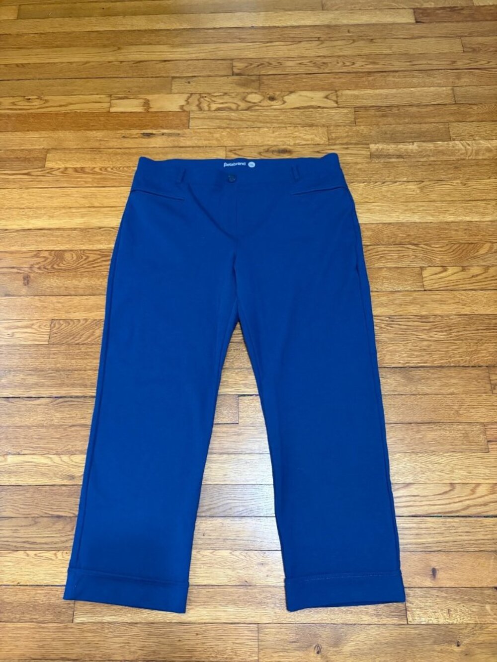 Betabrand Women's Pull On Ankle Pants Size 2XL XXL Blue Stretch High Rise Career